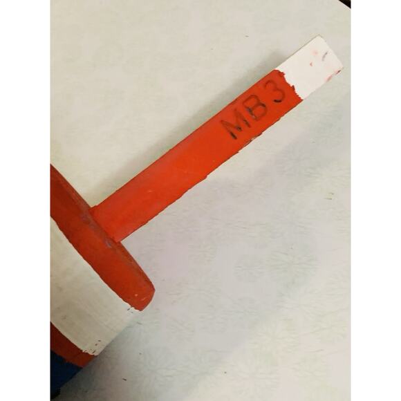 Weathered MB3 Wooden Buoy Nautical Décor Red, Blue and White 14 Inch - Picture 2 of 4